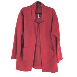 Express Womens Jacket Open Front Pockets Fleece Warm Red Size L